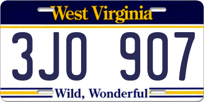 WV license plate 3JO907
