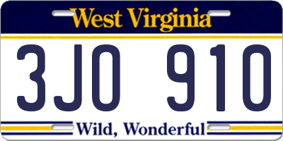 WV license plate 3JO910
