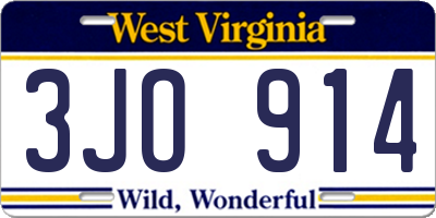 WV license plate 3JO914