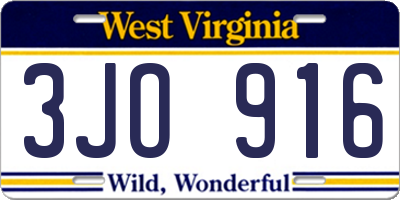 WV license plate 3JO916