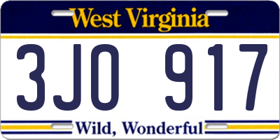 WV license plate 3JO917