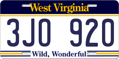 WV license plate 3JO920