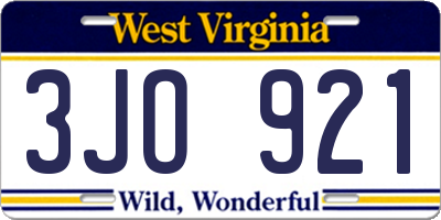 WV license plate 3JO921