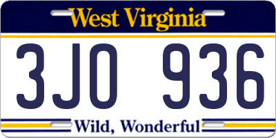 WV license plate 3JO936