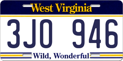 WV license plate 3JO946
