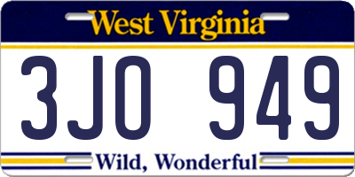 WV license plate 3JO949