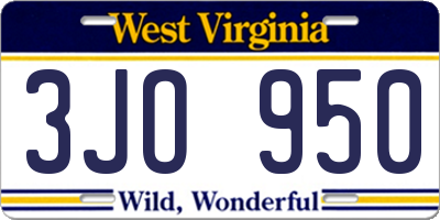 WV license plate 3JO950