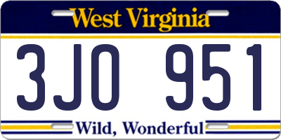 WV license plate 3JO951