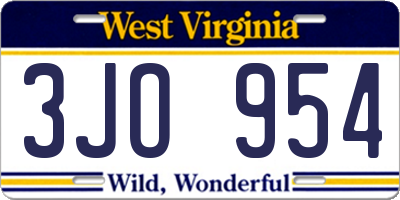 WV license plate 3JO954