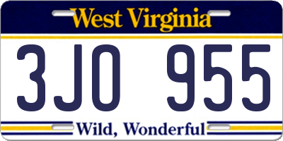 WV license plate 3JO955