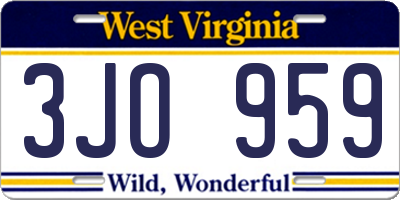 WV license plate 3JO959