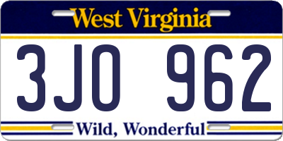 WV license plate 3JO962