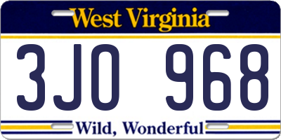 WV license plate 3JO968