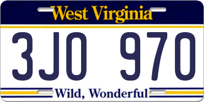 WV license plate 3JO970