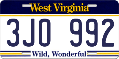 WV license plate 3JO992