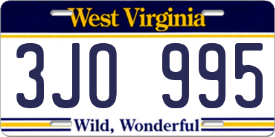 WV license plate 3JO995