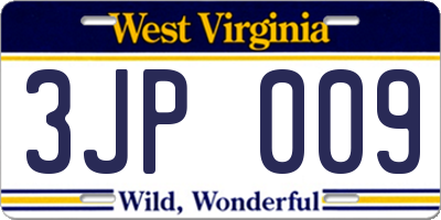 WV license plate 3JP009