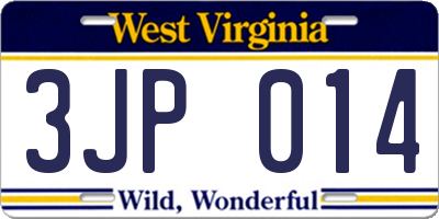 WV license plate 3JP014