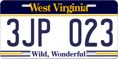 WV license plate 3JP023