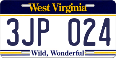 WV license plate 3JP024