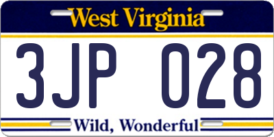 WV license plate 3JP028