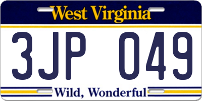 WV license plate 3JP049