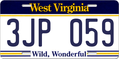 WV license plate 3JP059
