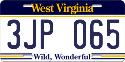 WV license plate 3JP065