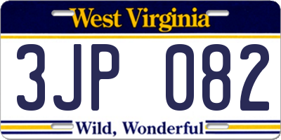 WV license plate 3JP082