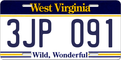 WV license plate 3JP091