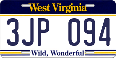 WV license plate 3JP094