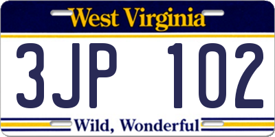 WV license plate 3JP102