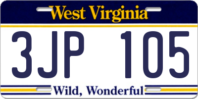 WV license plate 3JP105