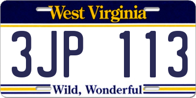WV license plate 3JP113