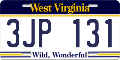 WV license plate 3JP131