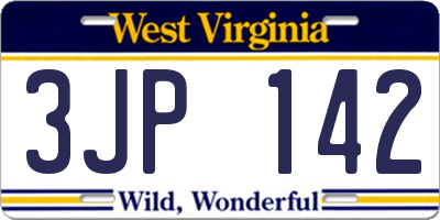WV license plate 3JP142