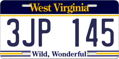 WV license plate 3JP145