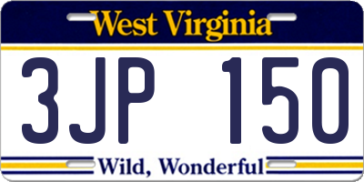 WV license plate 3JP150