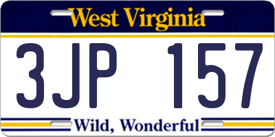 WV license plate 3JP157