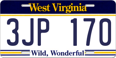WV license plate 3JP170