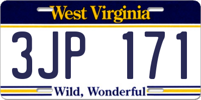 WV license plate 3JP171