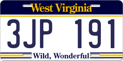 WV license plate 3JP191