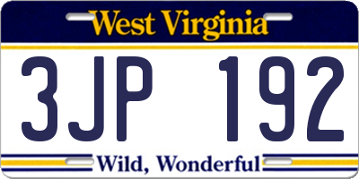 WV license plate 3JP192