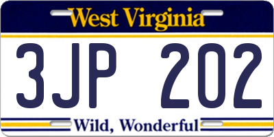 WV license plate 3JP202