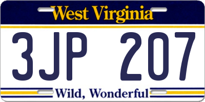 WV license plate 3JP207