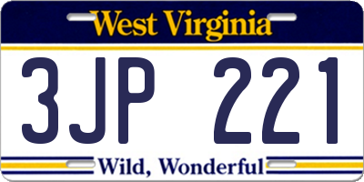 WV license plate 3JP221