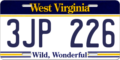 WV license plate 3JP226