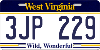 WV license plate 3JP229