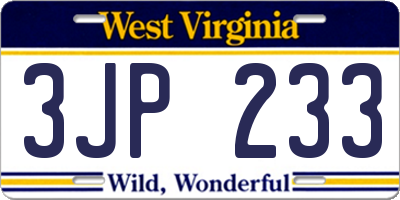 WV license plate 3JP233