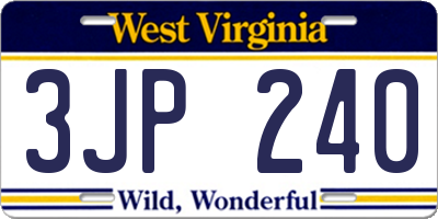 WV license plate 3JP240